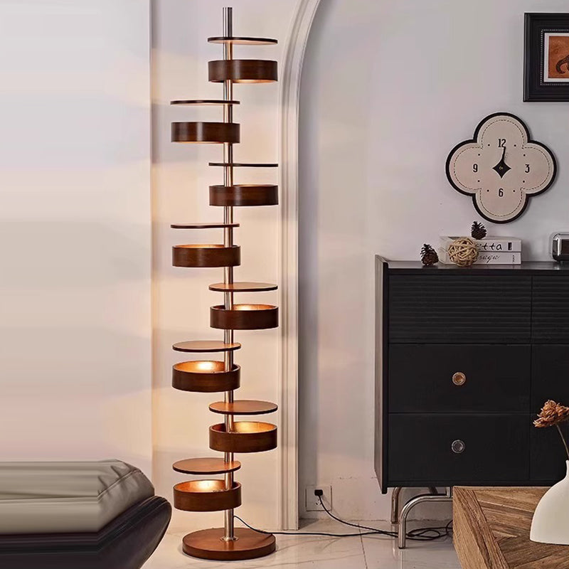 French Walnut 8-Light Floor Lamp