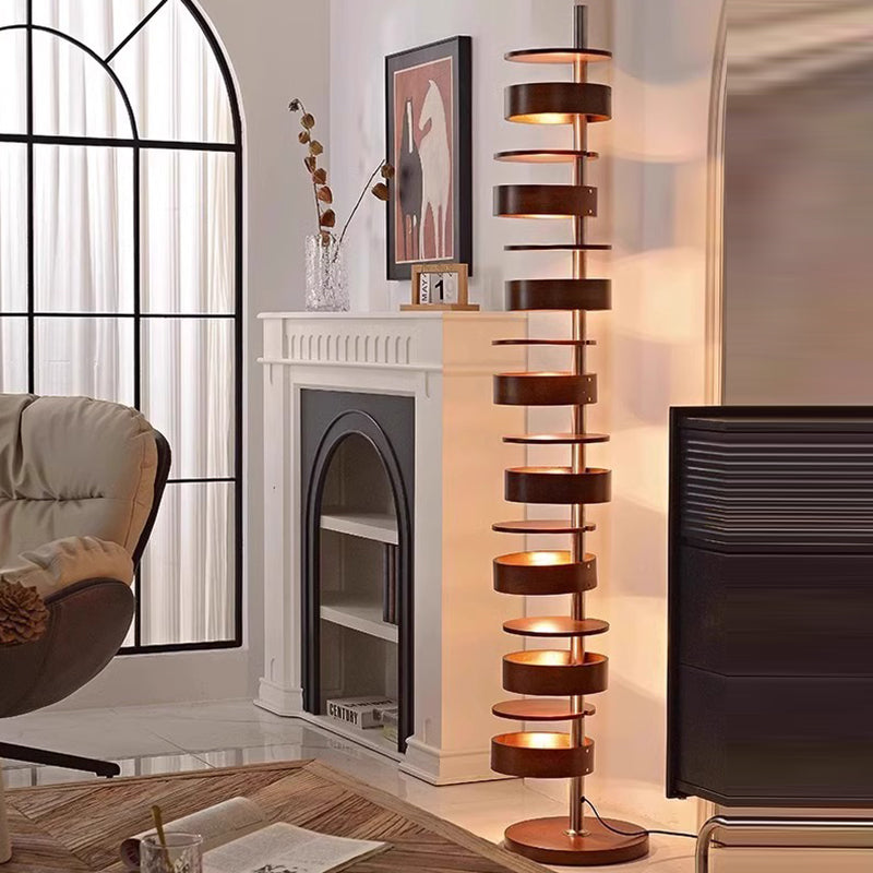 French Walnut 8-Light Floor Lamp
