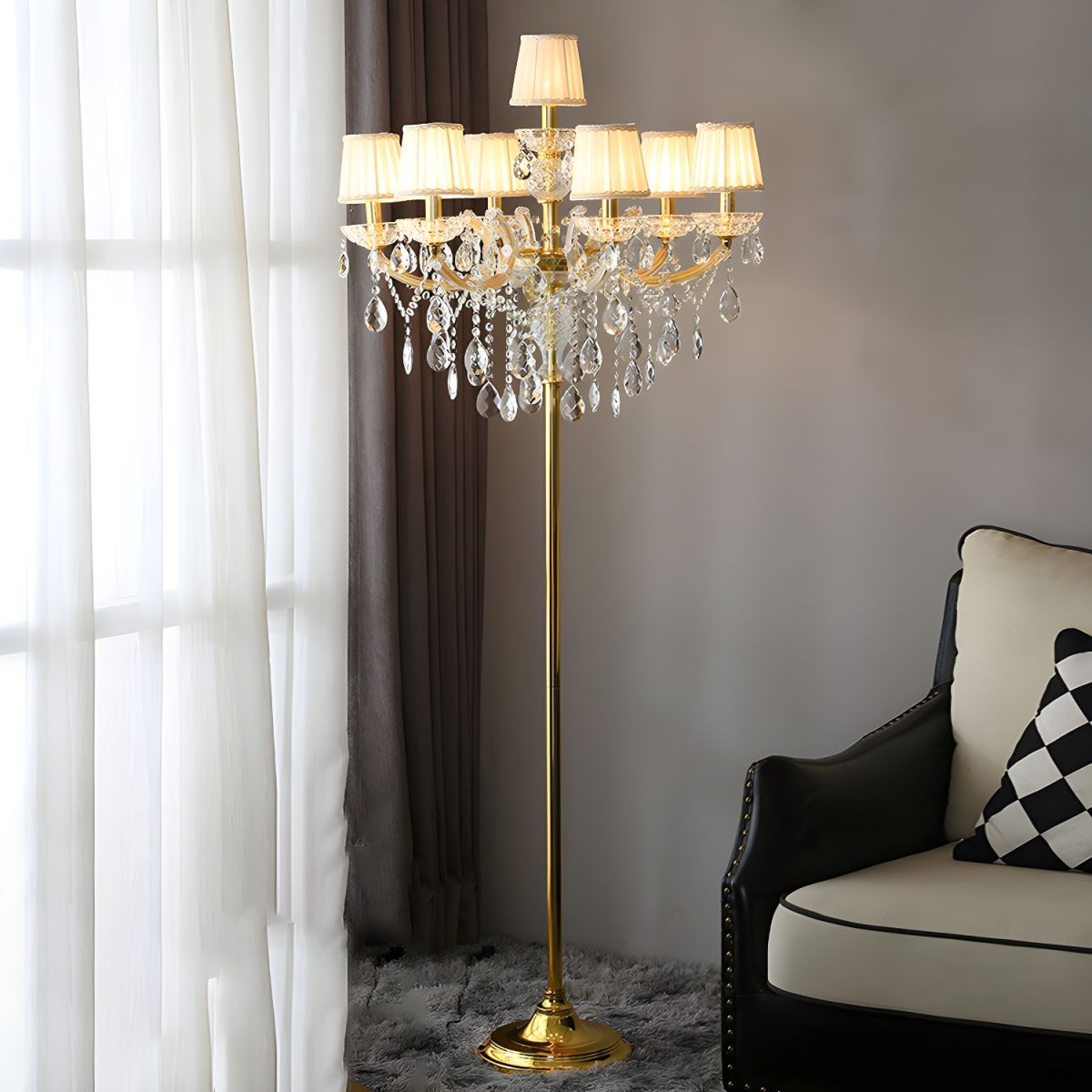 European Gold 7-Light Floor Lamp