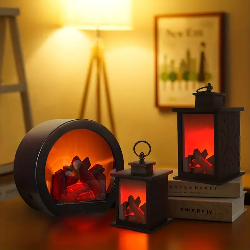 Creative ABS Simulated Flame Fireplace LED Table Lamp