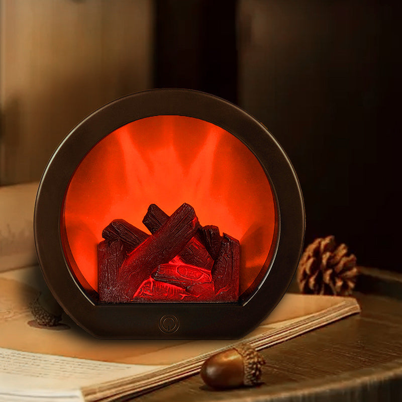 Creative ABS Simulated Flame Fireplace LED Table Lamp