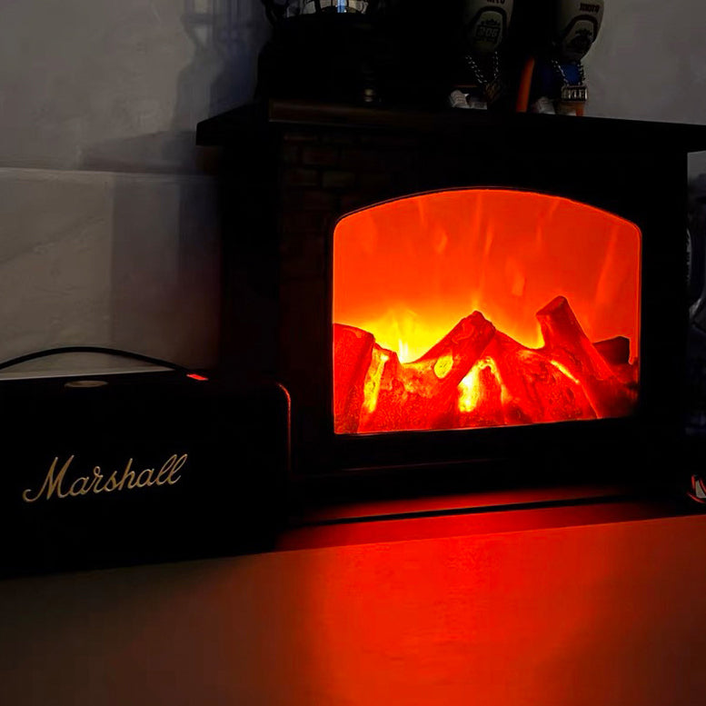 Creative ABS Simulated Flame Fireplace LED Table Lamp