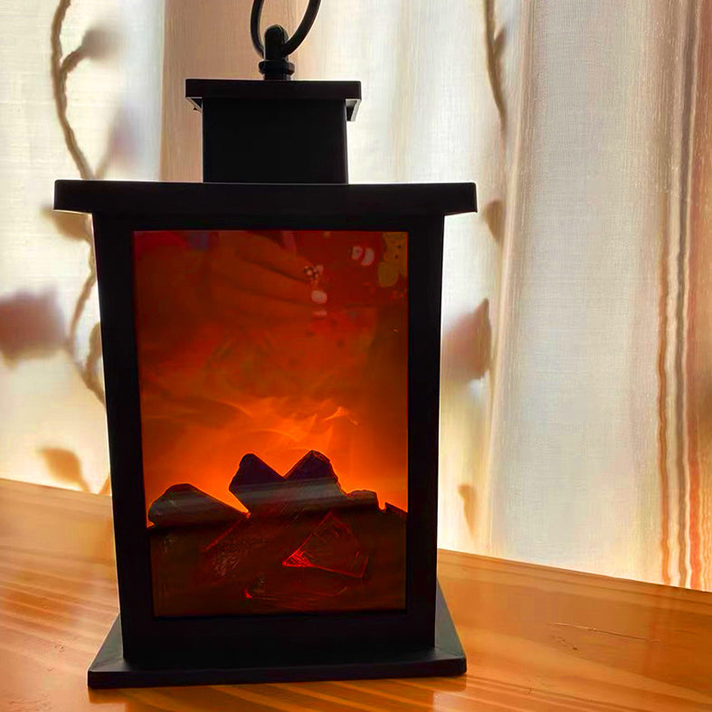 Creative ABS Simulated Flame Fireplace LED Table Lamp