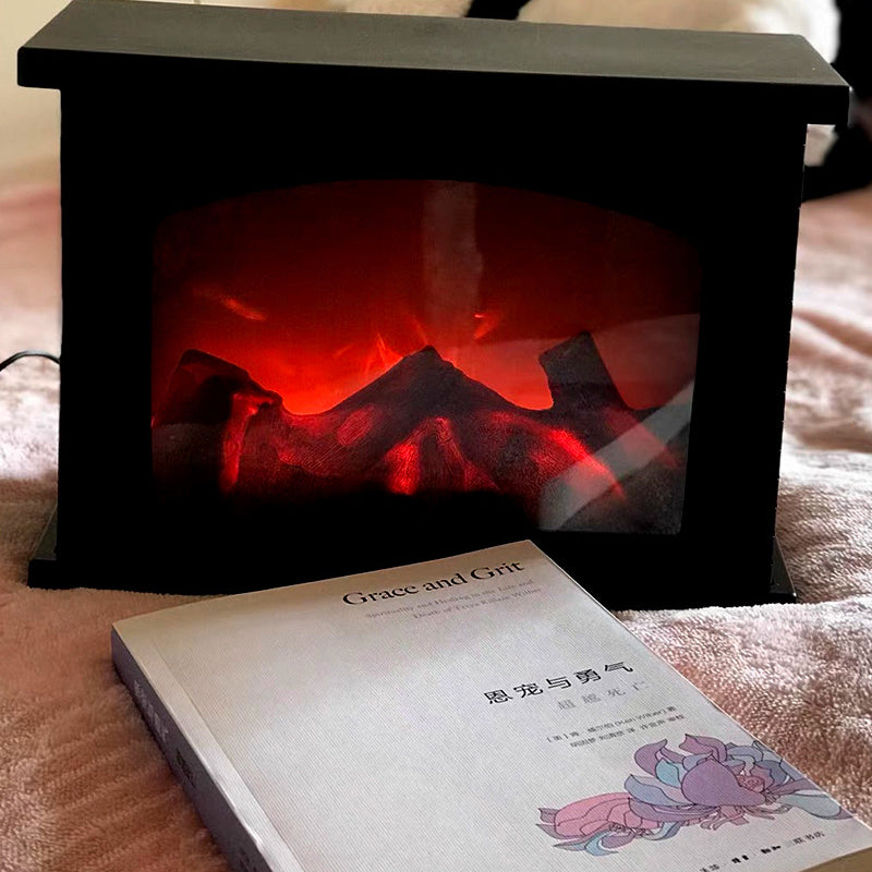 Creative ABS Simulated Flame Fireplace LED Table Lamp