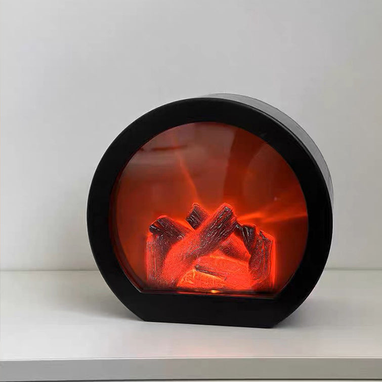 Creative ABS Simulated Flame Fireplace LED Table Lamp