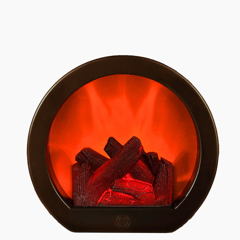 Creative ABS Simulated Flame Fireplace LED Table Lamp
