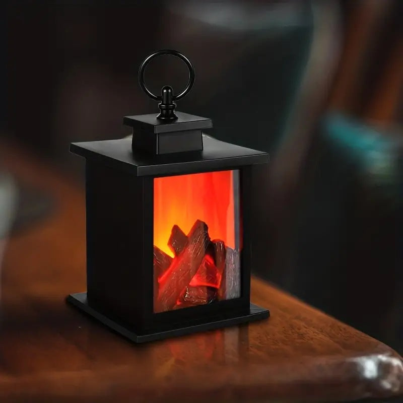 Creative ABS Simulated Flame Fireplace LED Table Lamp