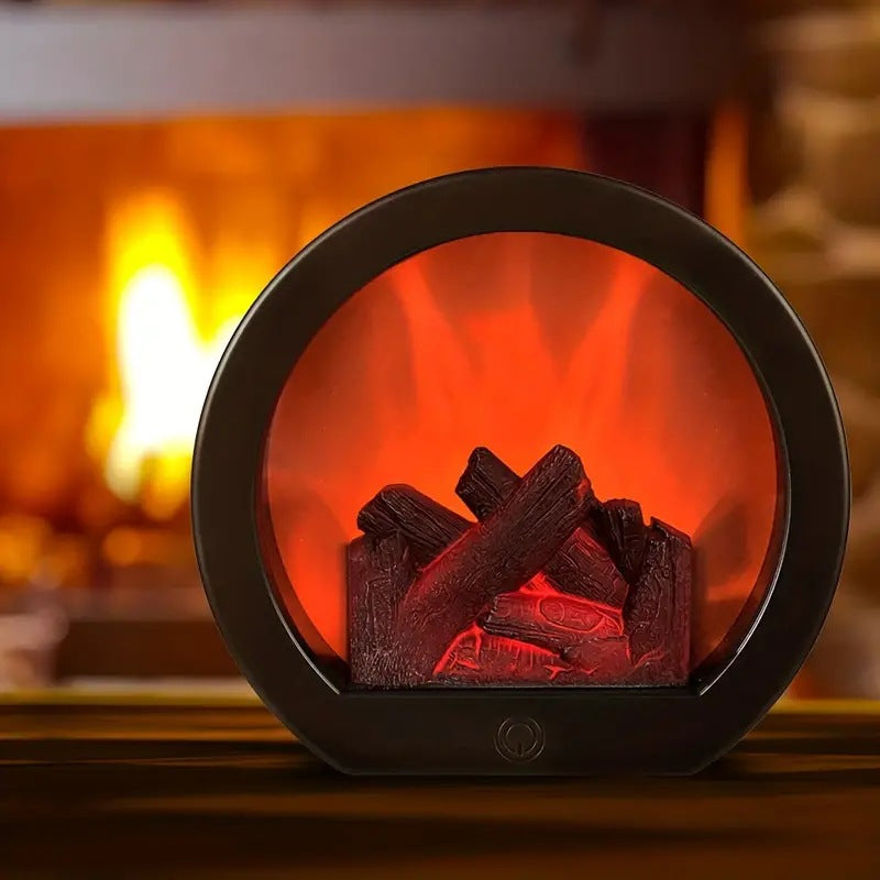 Creative ABS Simulated Flame Fireplace LED Table Lamp