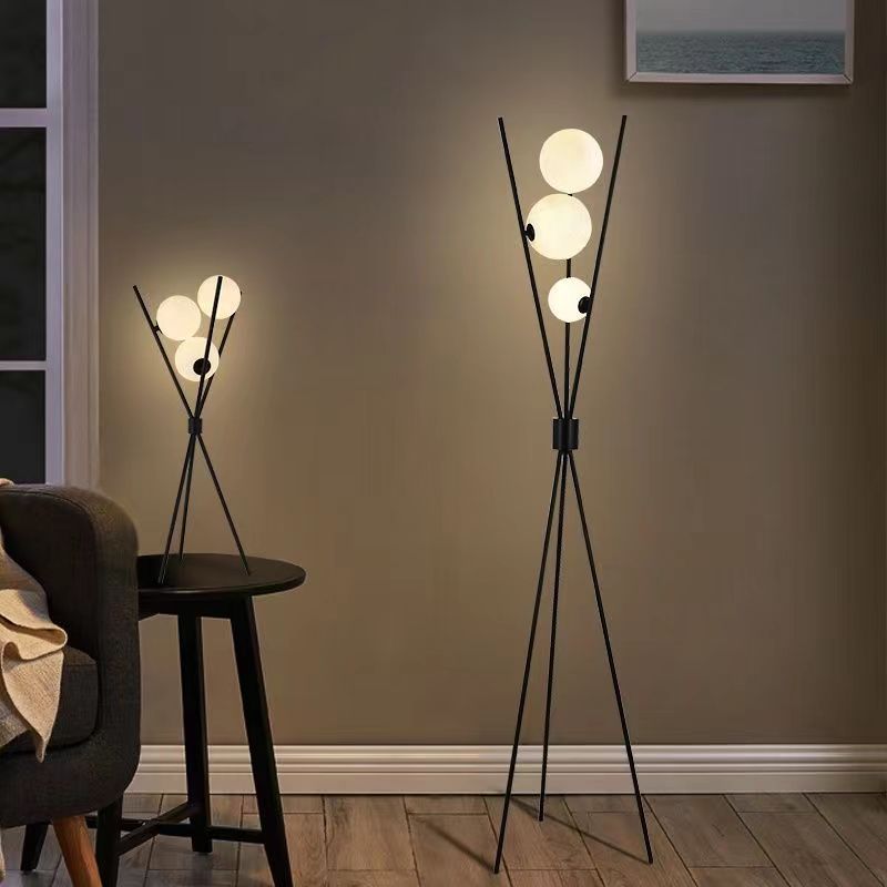 Contemporary Black 3-Light Floor Lamp
