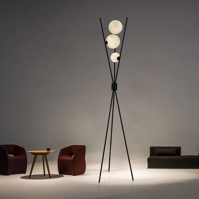 Contemporary Black 3-Light Floor Lamp