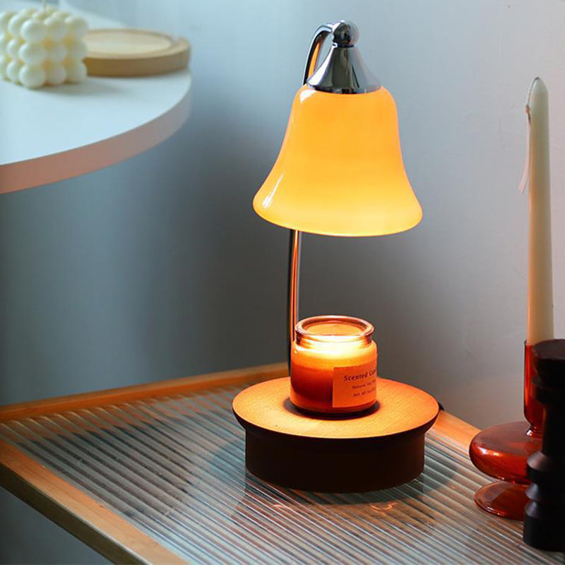 Nordic Glass Bell Shade Solid Wood Base 1-Light Table Lamp