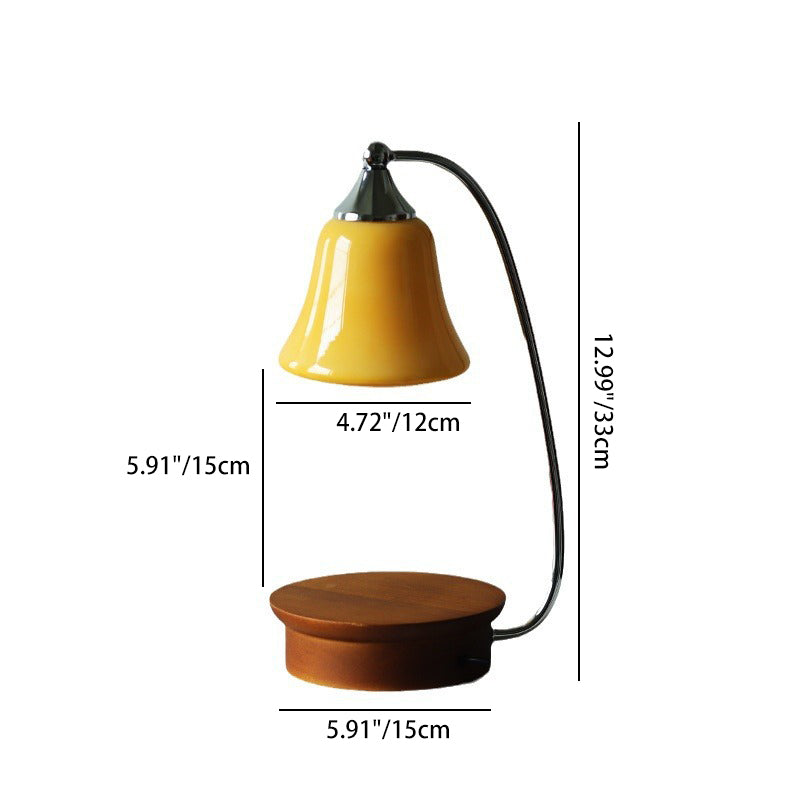 Nordic Glass Bell Shade Solid Wood Base 1-Light Table Lamp