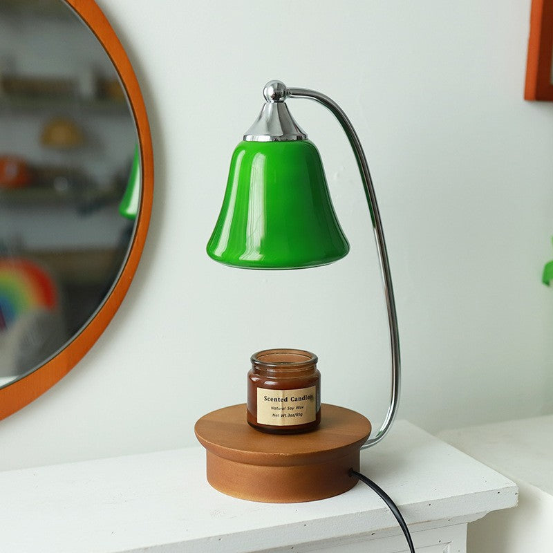 Nordic Glass Bell Shade Solid Wood Base 1-Light Table Lamp
