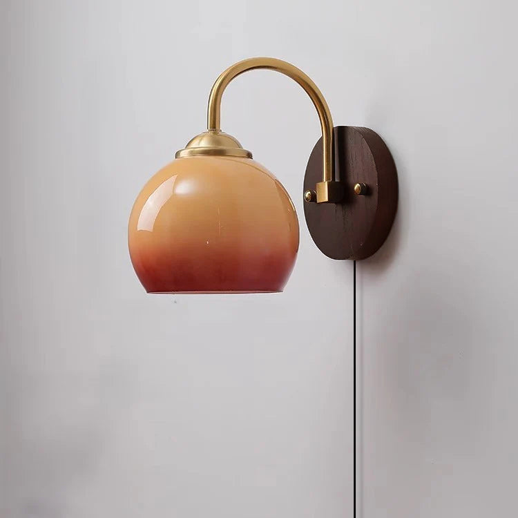 Modern Mid-Century Cream Round Oval Ash Wood Wall Sconce