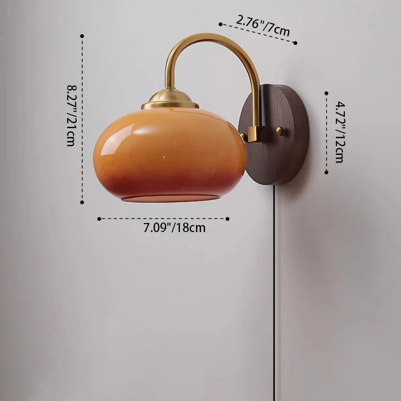 Modern Mid-Century Cream Round Oval Ash Wood Wall Sconce