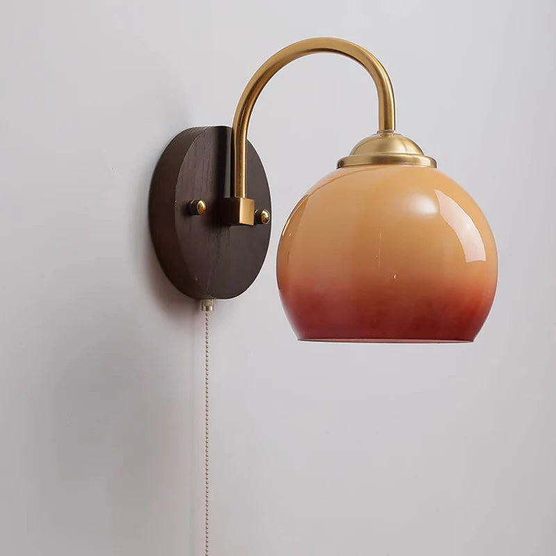 Modern Mid-Century Cream Round Oval Ash Wood Wall Sconce