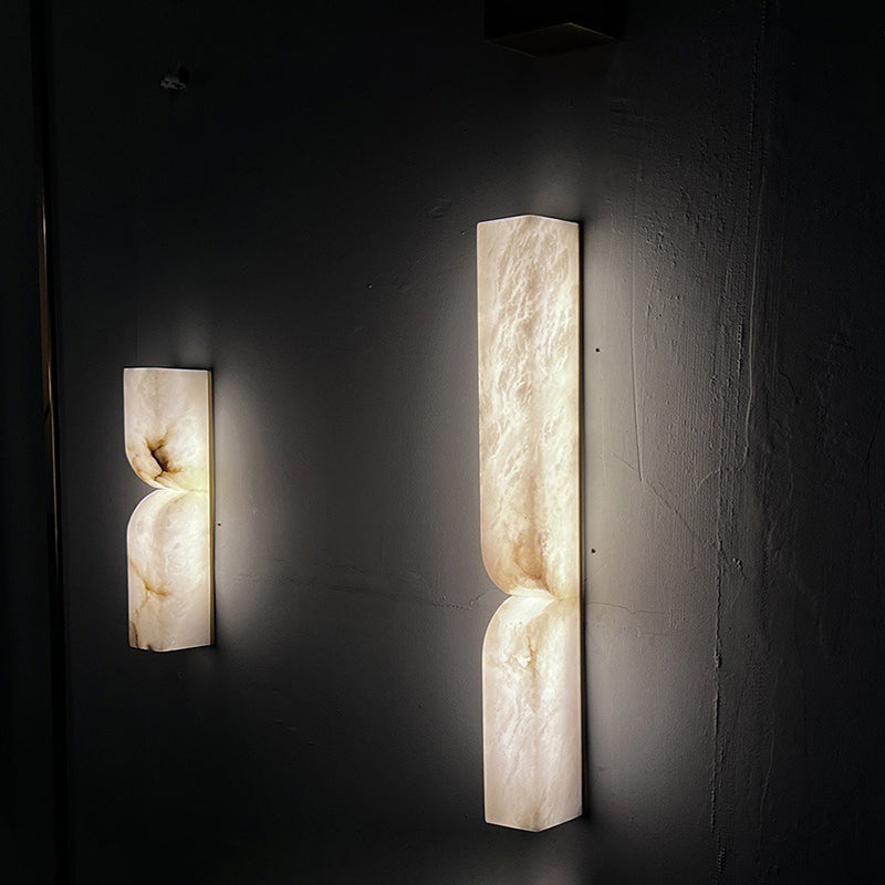 Traditional French Rectangle Copper Marble LED Wall Sconce