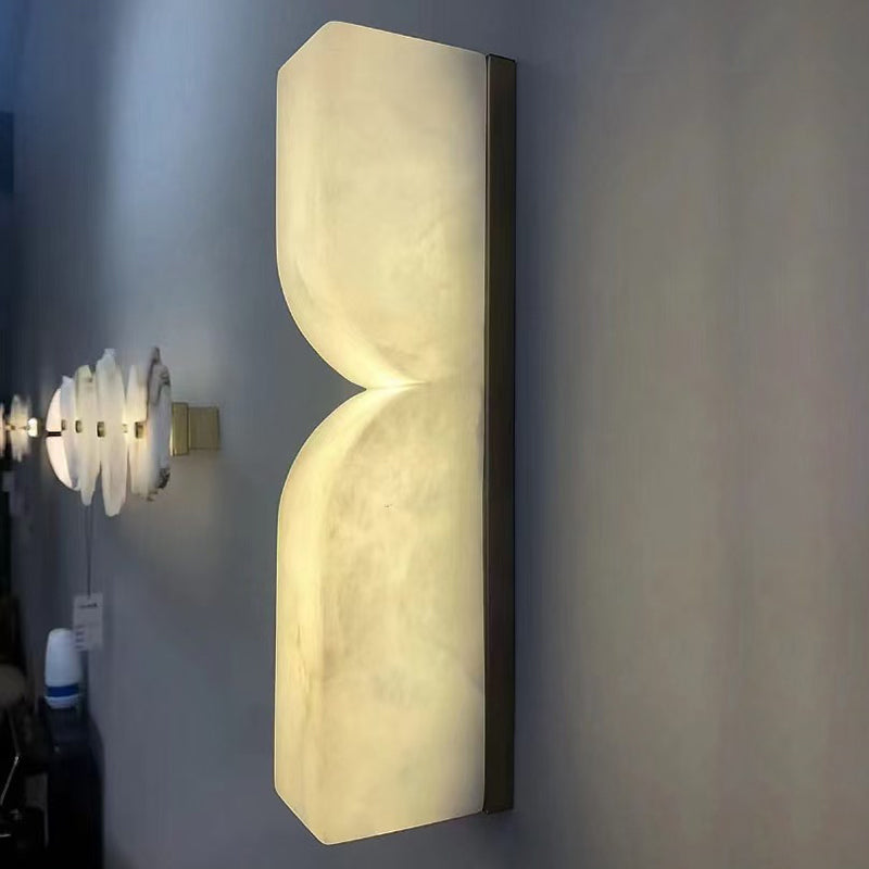 Traditional French Rectangle Copper Marble LED Wall Sconce