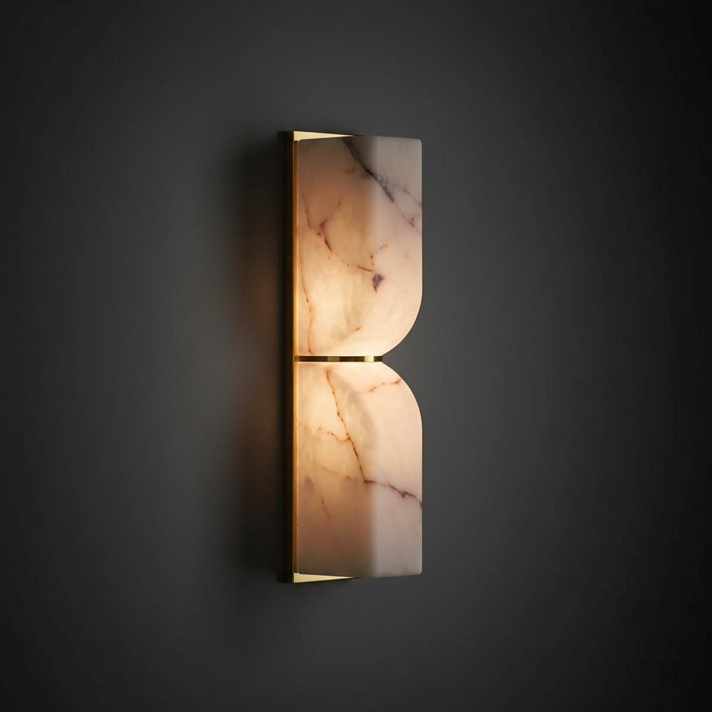 Traditional French Rectangle Copper Marble LED Wall Sconce