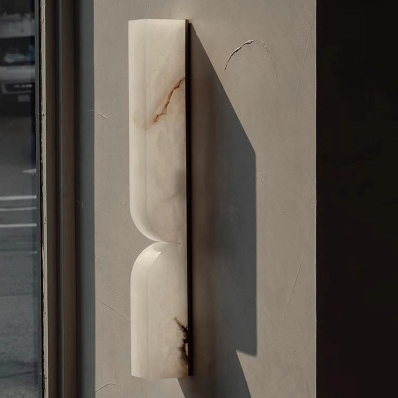 Traditional French Rectangle Copper Marble LED Wall Sconce