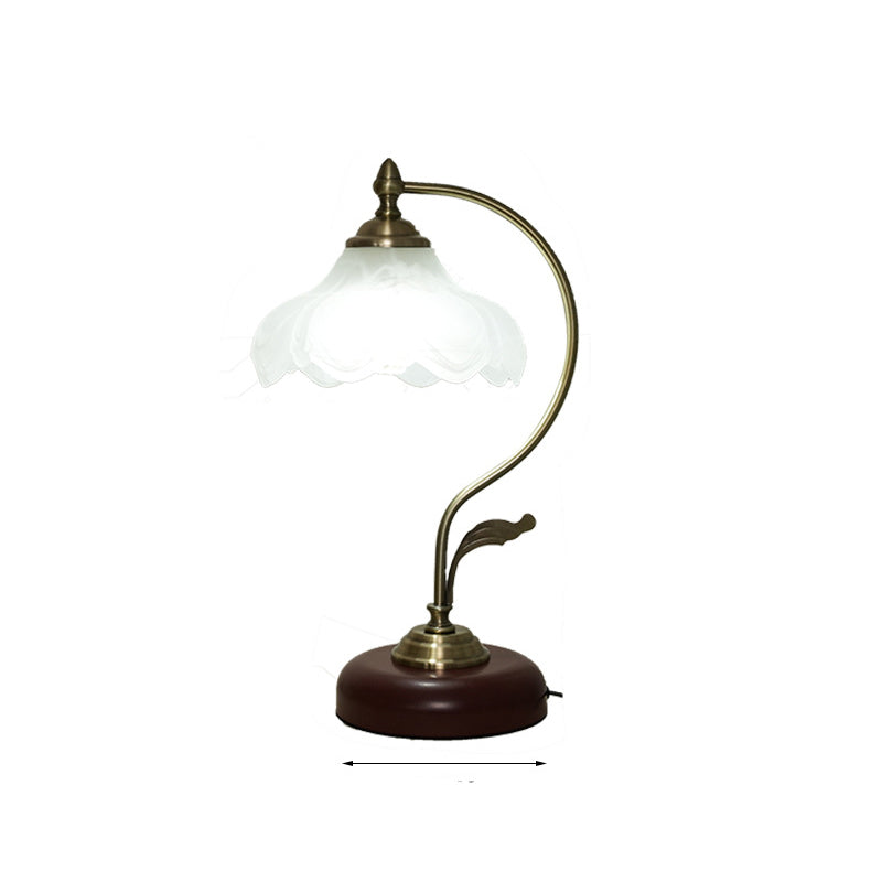 Modern Mid-Century Flower Iron Glass 1-Light Table Lamp