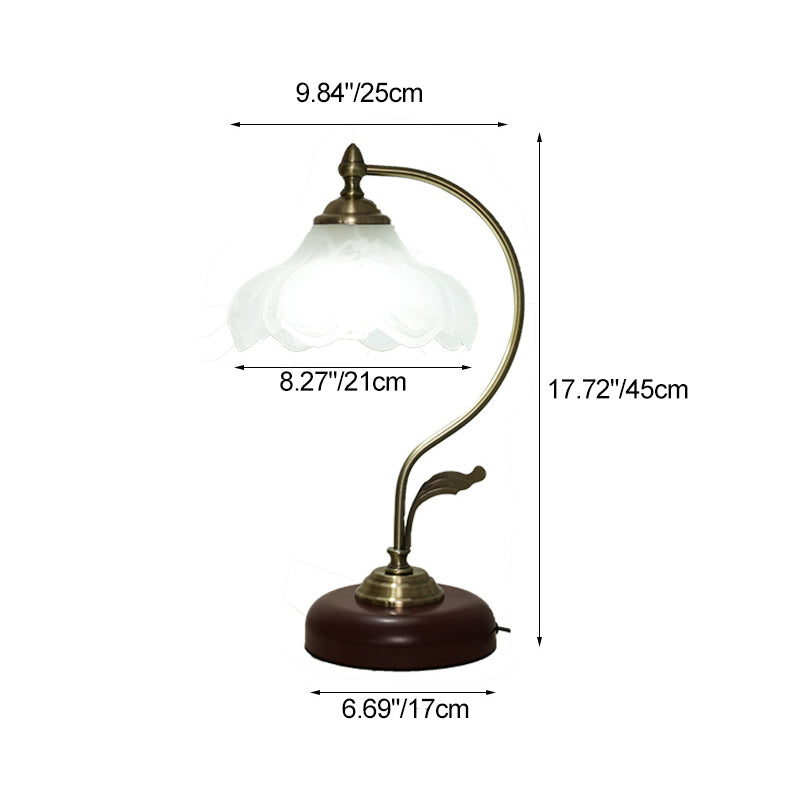 Modern Mid-Century Flower Iron Glass 1-Light Table Lamp