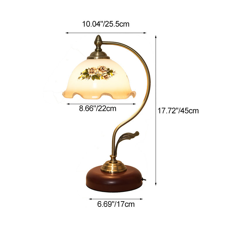 Modern Mid-Century Flower Iron Glass 1-Light Table Lamp