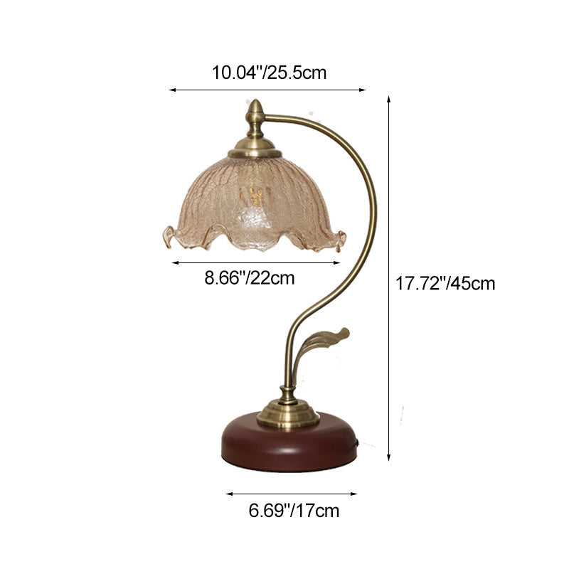 Modern Mid-Century Flower Iron Glass 1-Light Table Lamp