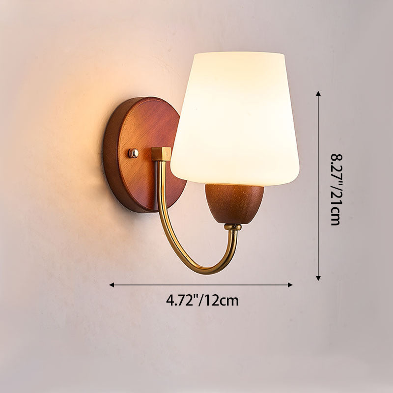 Traditional Vintage Vase Solid Wood Iron Glass Wall Sconce