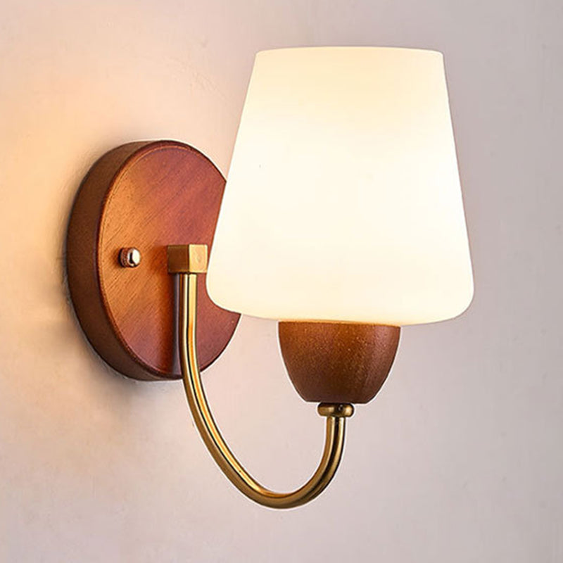 Traditional Vintage Vase Solid Wood Iron Glass Wall Sconce