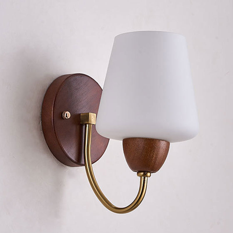 Traditional Vintage Vase Solid Wood Iron Glass Wall Sconce