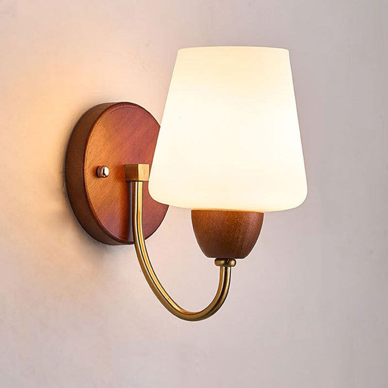 Traditional Vintage Vase Solid Wood Iron Glass Wall Sconce
