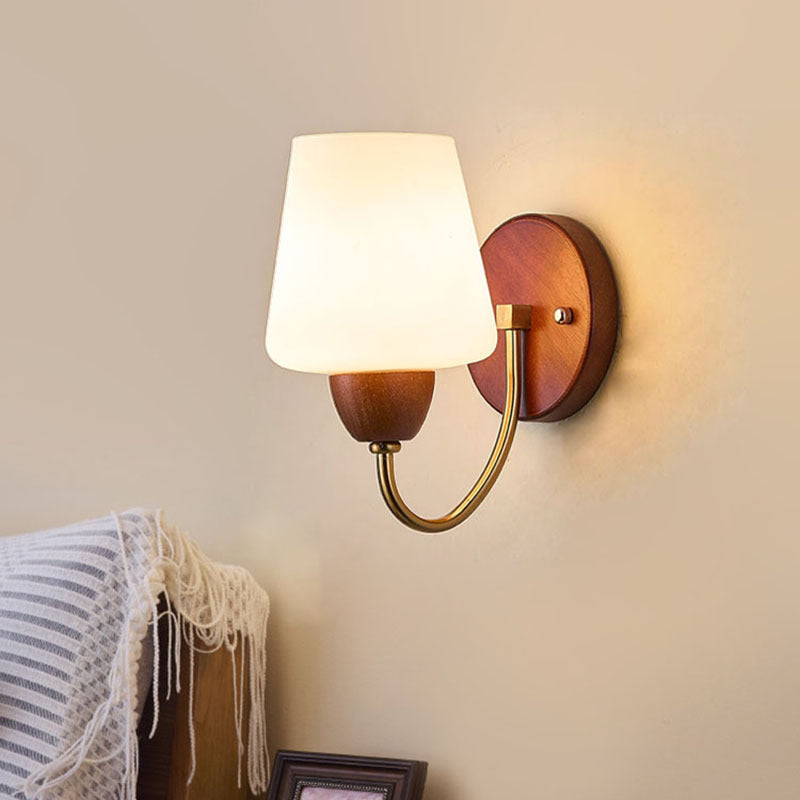 Traditional Vintage Vase Solid Wood Iron Glass Wall Sconce