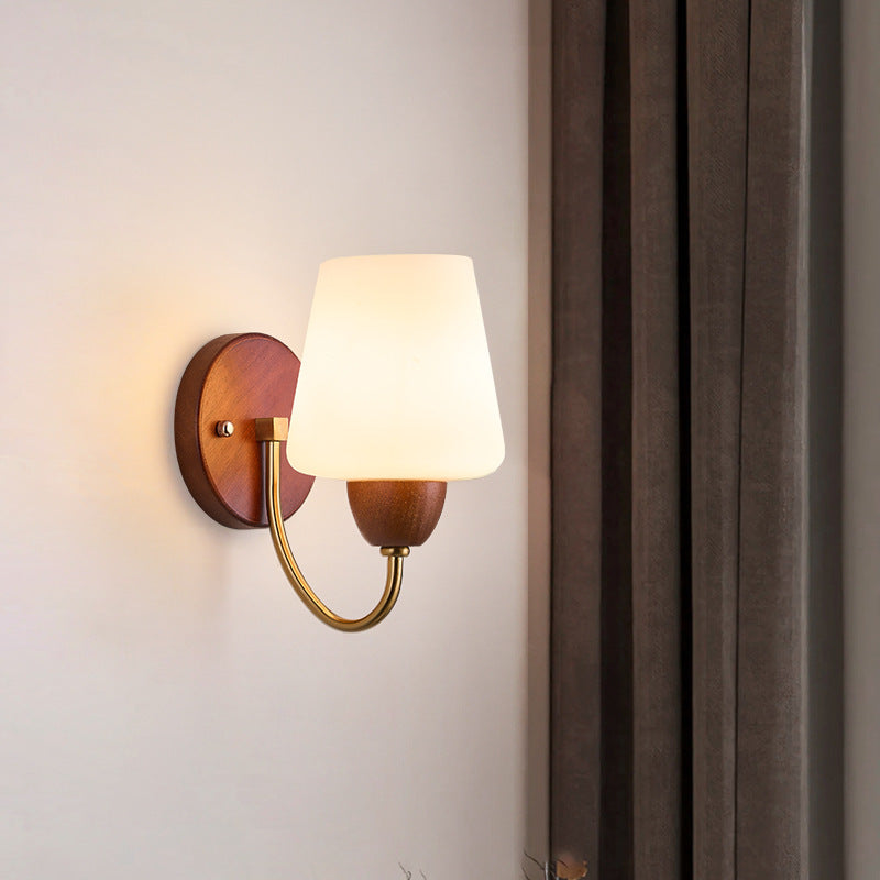 Traditional Vintage Vase Solid Wood Iron Glass Wall Sconce