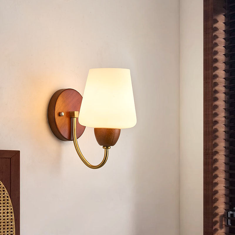 Traditional Vintage Vase Solid Wood Iron Glass Wall Sconce