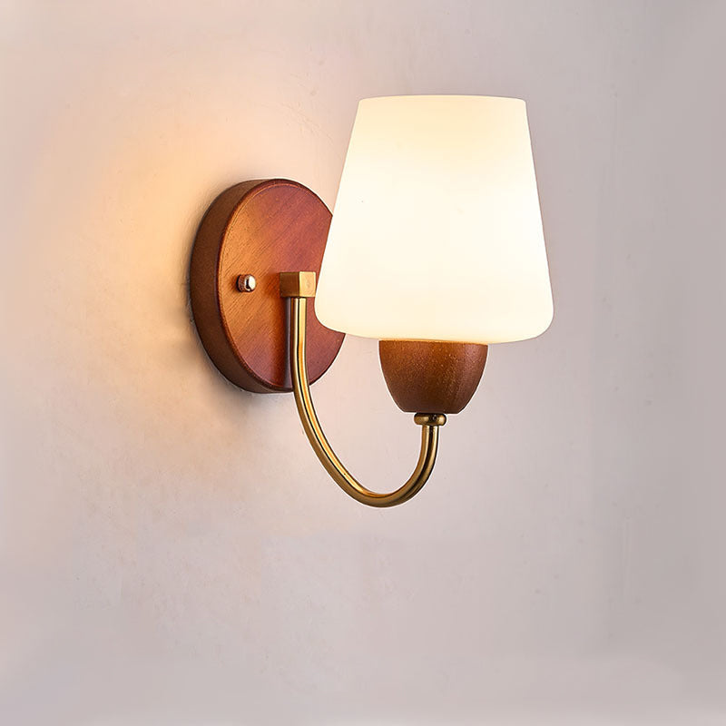 Traditional Vintage Vase Solid Wood Iron Glass Wall Sconce