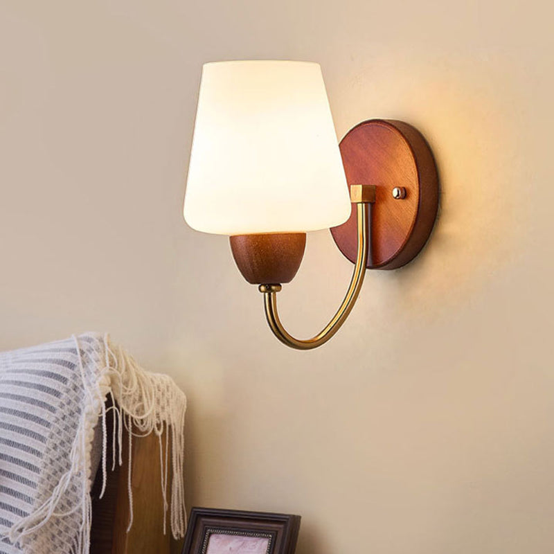 Traditional Vintage Vase Solid Wood Iron Glass Wall Sconce
