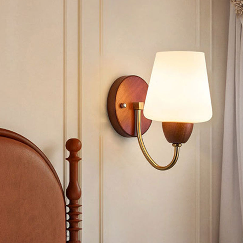 Traditional Vintage Vase Solid Wood Iron Glass Wall Sconce