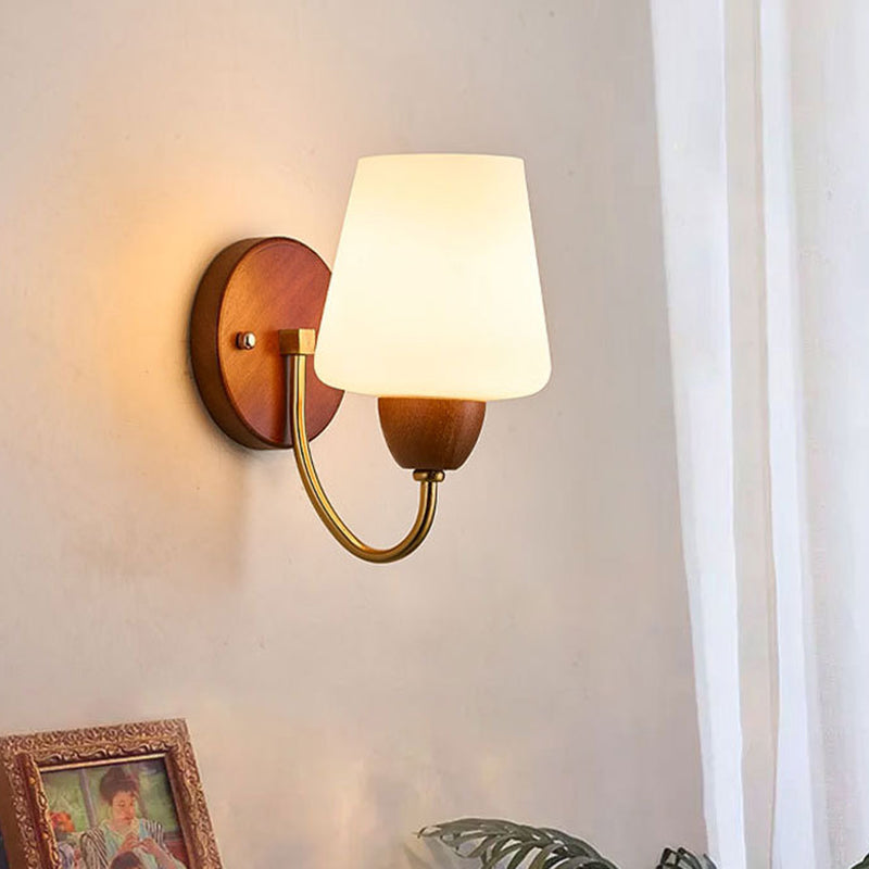 Traditional Vintage Vase Solid Wood Iron Glass Wall Sconce
