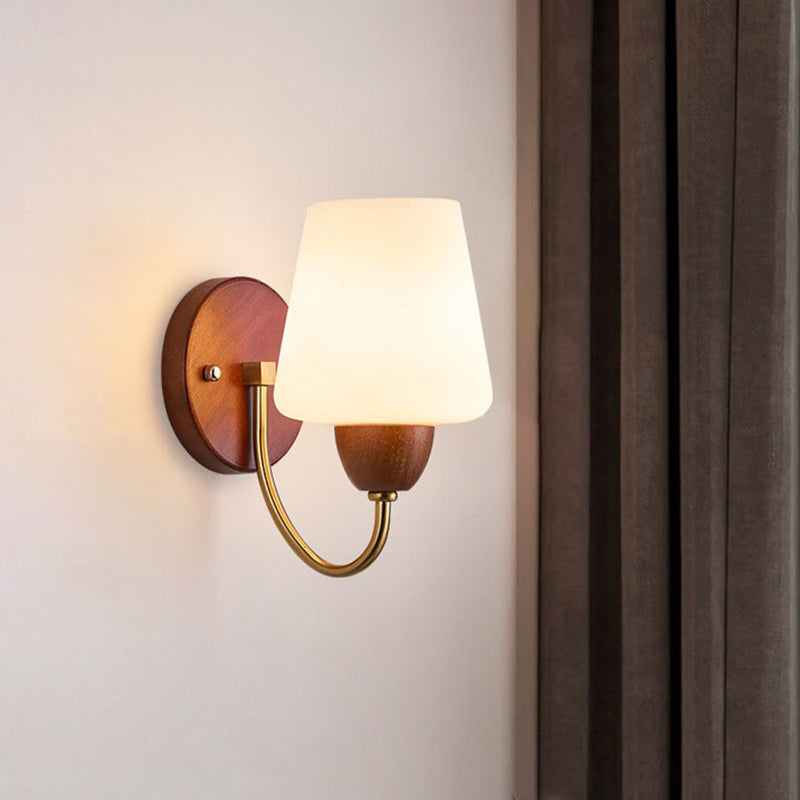 Traditional Vintage Vase Solid Wood Iron Glass Wall Sconce