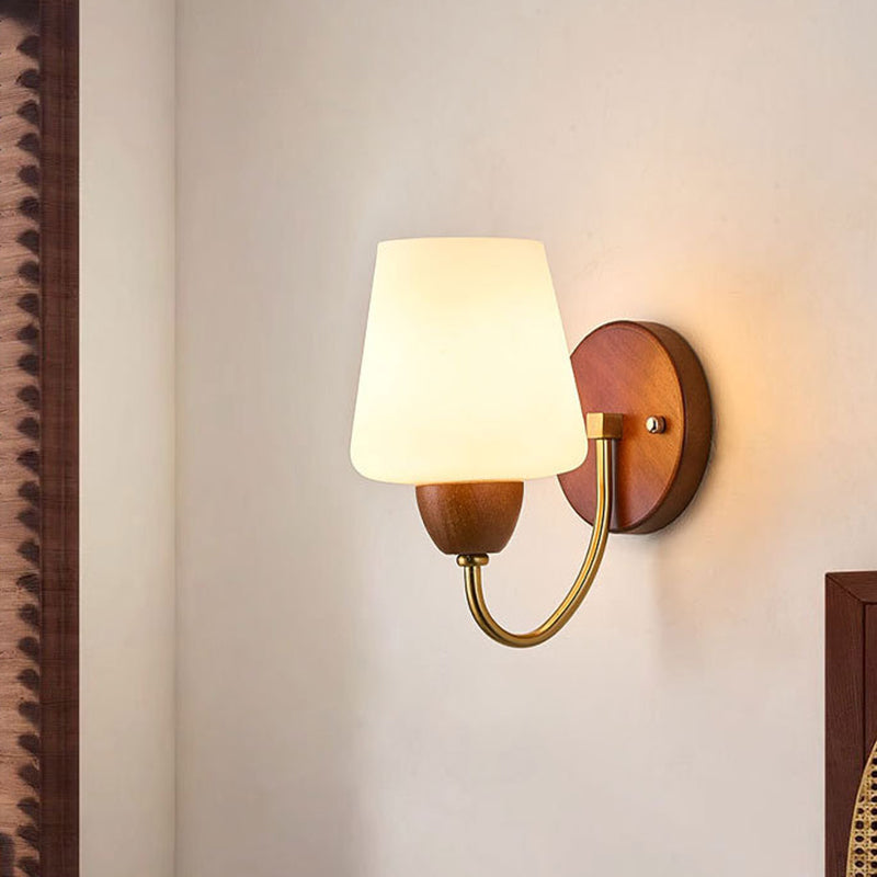 Traditional Vintage Vase Solid Wood Iron Glass Wall Sconce