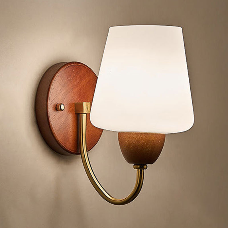 Traditional Vintage Vase Solid Wood Iron Glass Wall Sconce