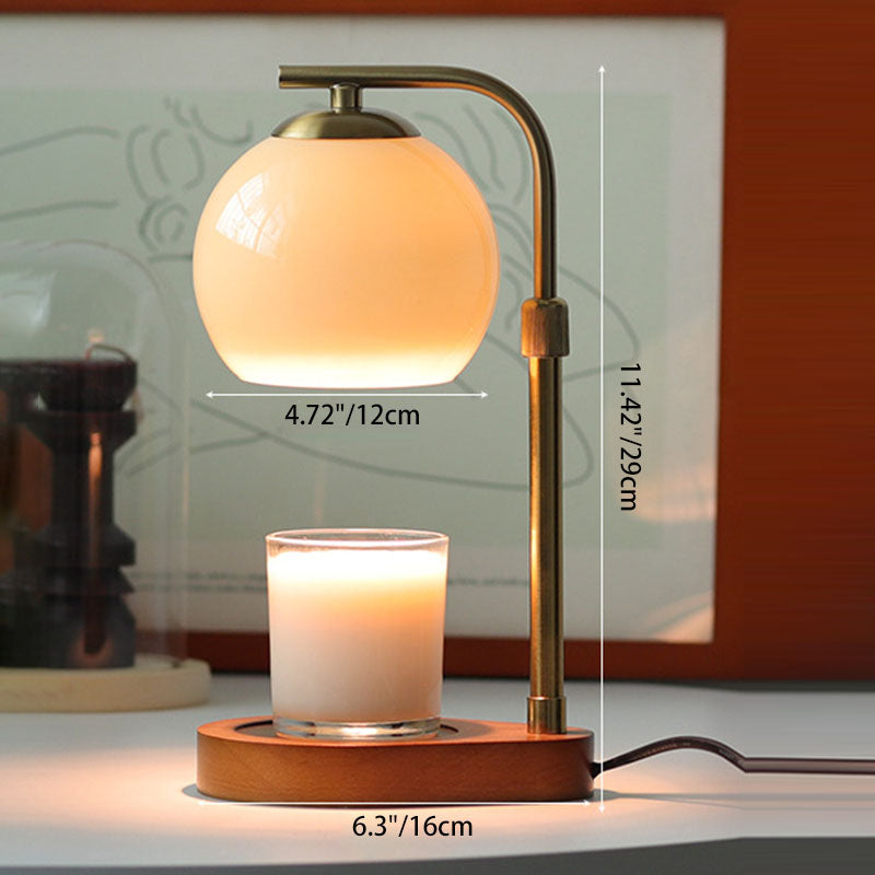 Traditional Vintage Wood Iron Glass Round 1-Light Table Lamp