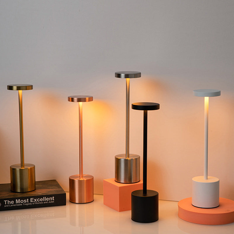 Modern Minimalist Round Cylinder Metal LED Table Lamp
