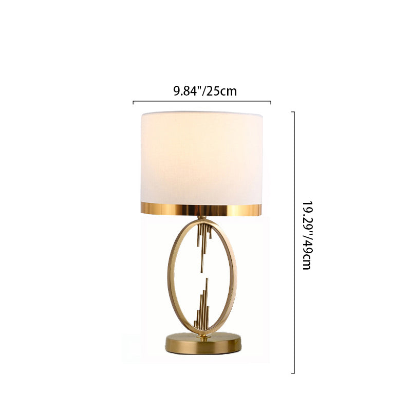 Modern Luxury Round Column Fabric Iron 1-Light Table Lamp