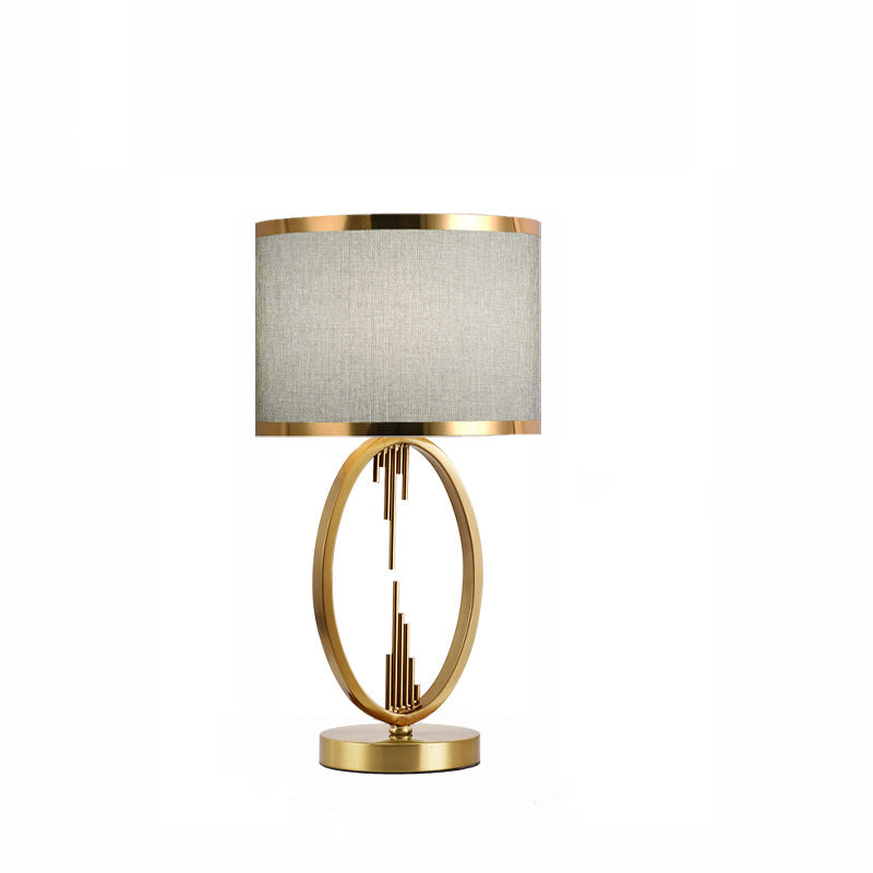 Modern Luxury Round Column Fabric Iron 1-Light Table Lamp