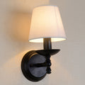 Traditional Rustic Round Cylinder Fabric Iron Wall Sconce
