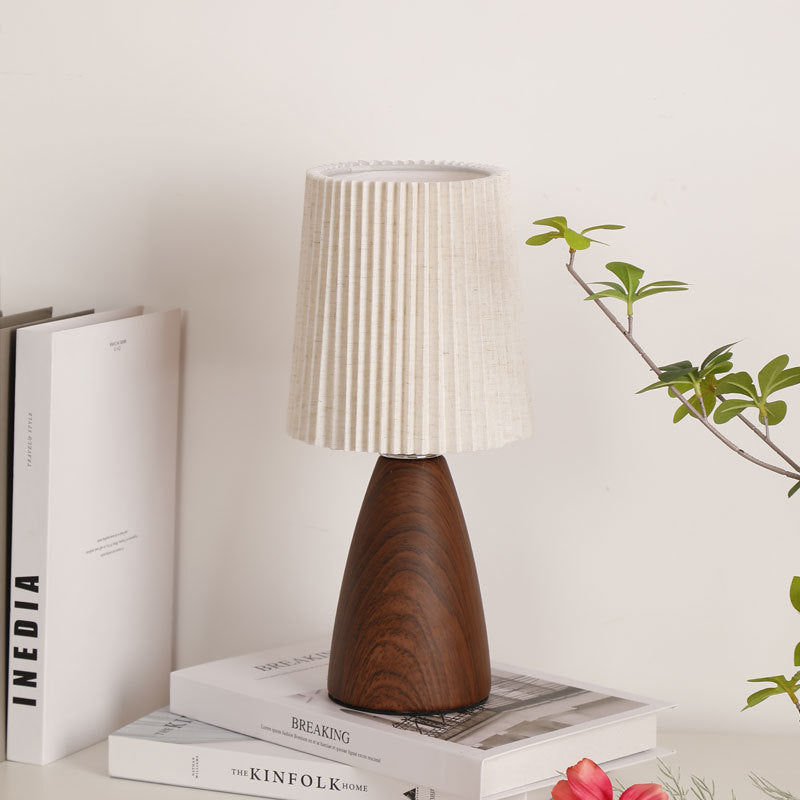 Modern Minimalist Cylinder Conical Fabric Ceramic Table Lamp