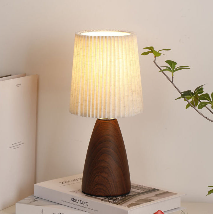 Modern Minimalist Cylinder Conical Fabric Ceramic Table Lamp