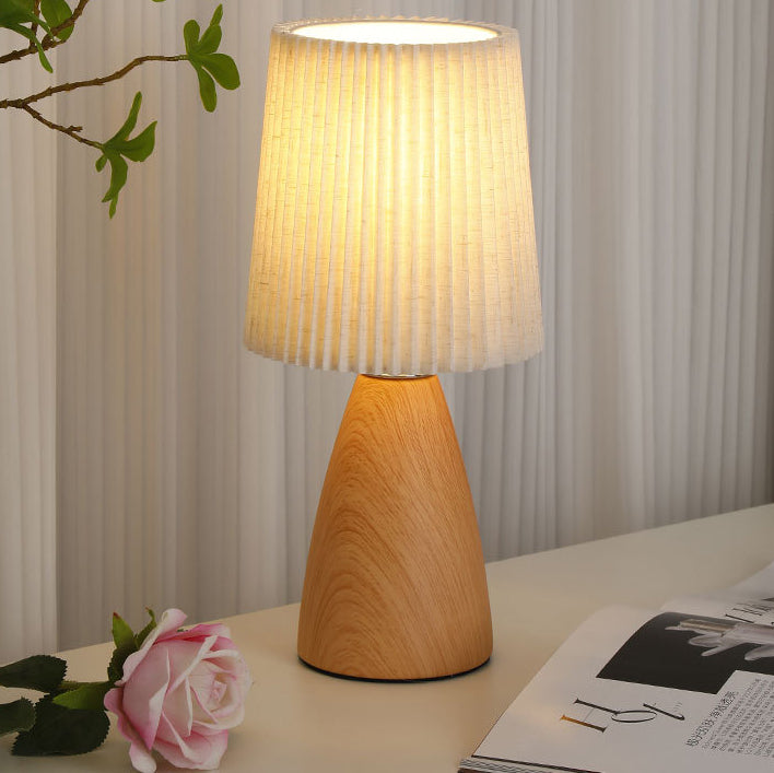 Modern Minimalist Cylinder Conical Fabric Ceramic Table Lamp